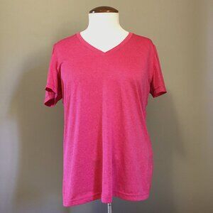 The Authentic T-Shirt Company Bright Pink Lightly Heathered V-Neck Tee